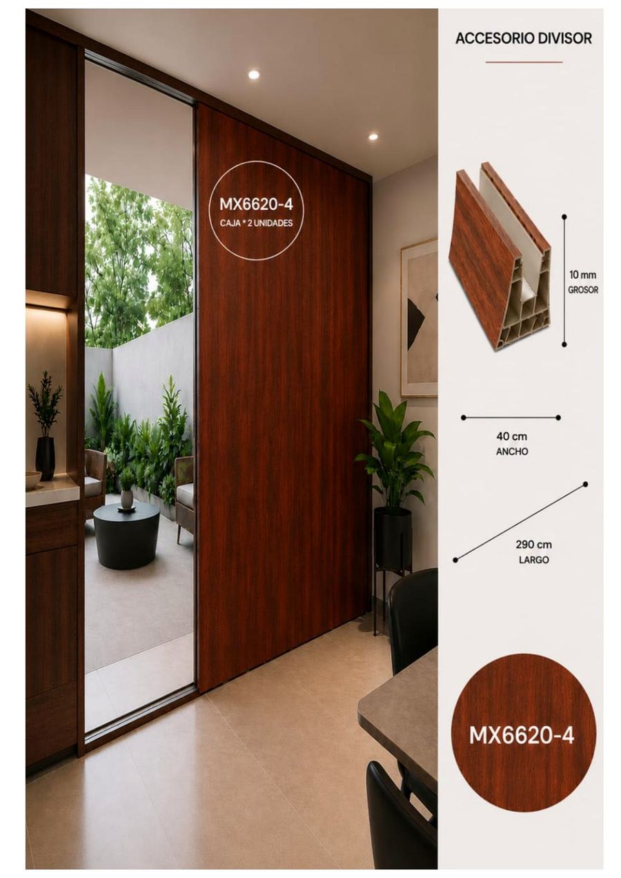 Panel Muro Divisor — MX6620-4 (Caoba)