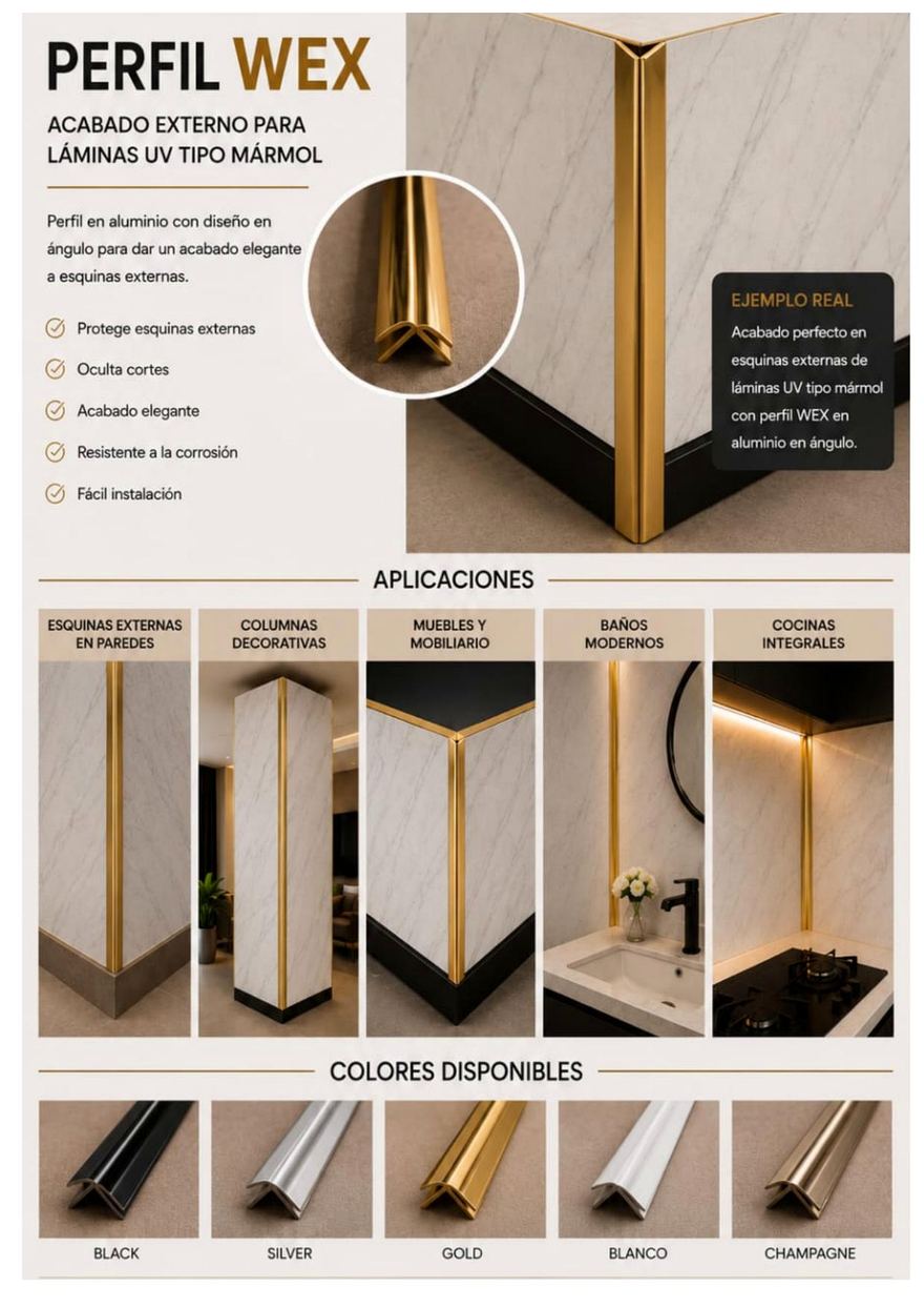 Aluminio — Perfil WEX (Esquina externa)